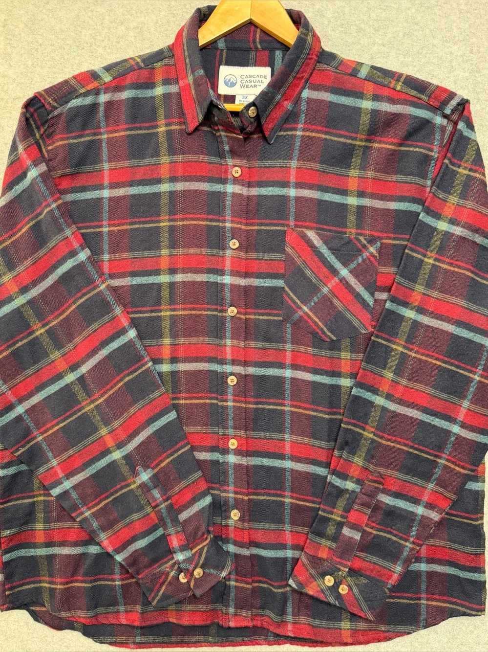 NWT Cascade Casual Wear Women’s 3X Plaid Flannel Shirt Plus Size